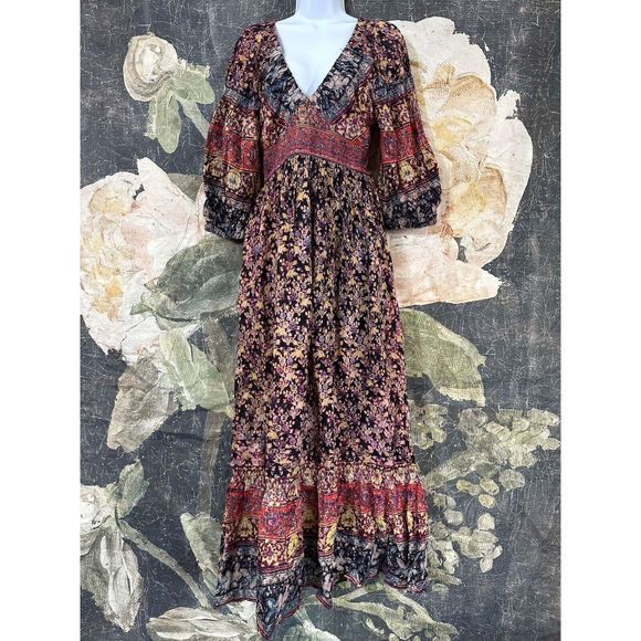 New Free People Golden Hour Border Maxi Dress Size XS - Picture 2 of 4